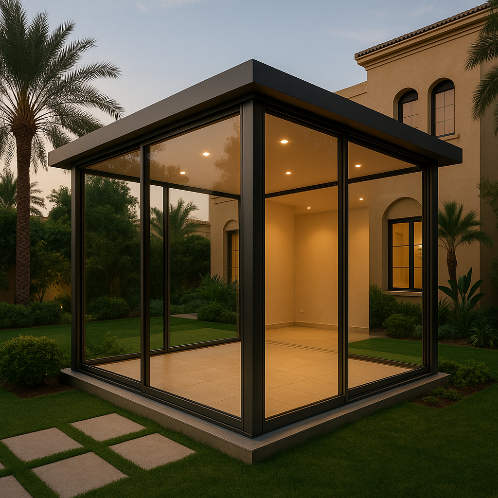 واجهات مجالس زجاج بتصاميم حديثة للمجالس الخارجية